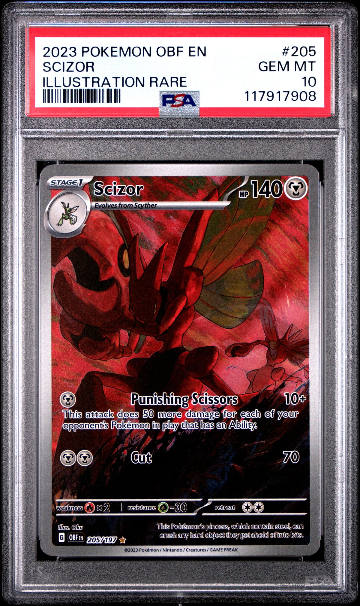 PSA 10 Scizor Illustration Rare #205 OBF EN 2023