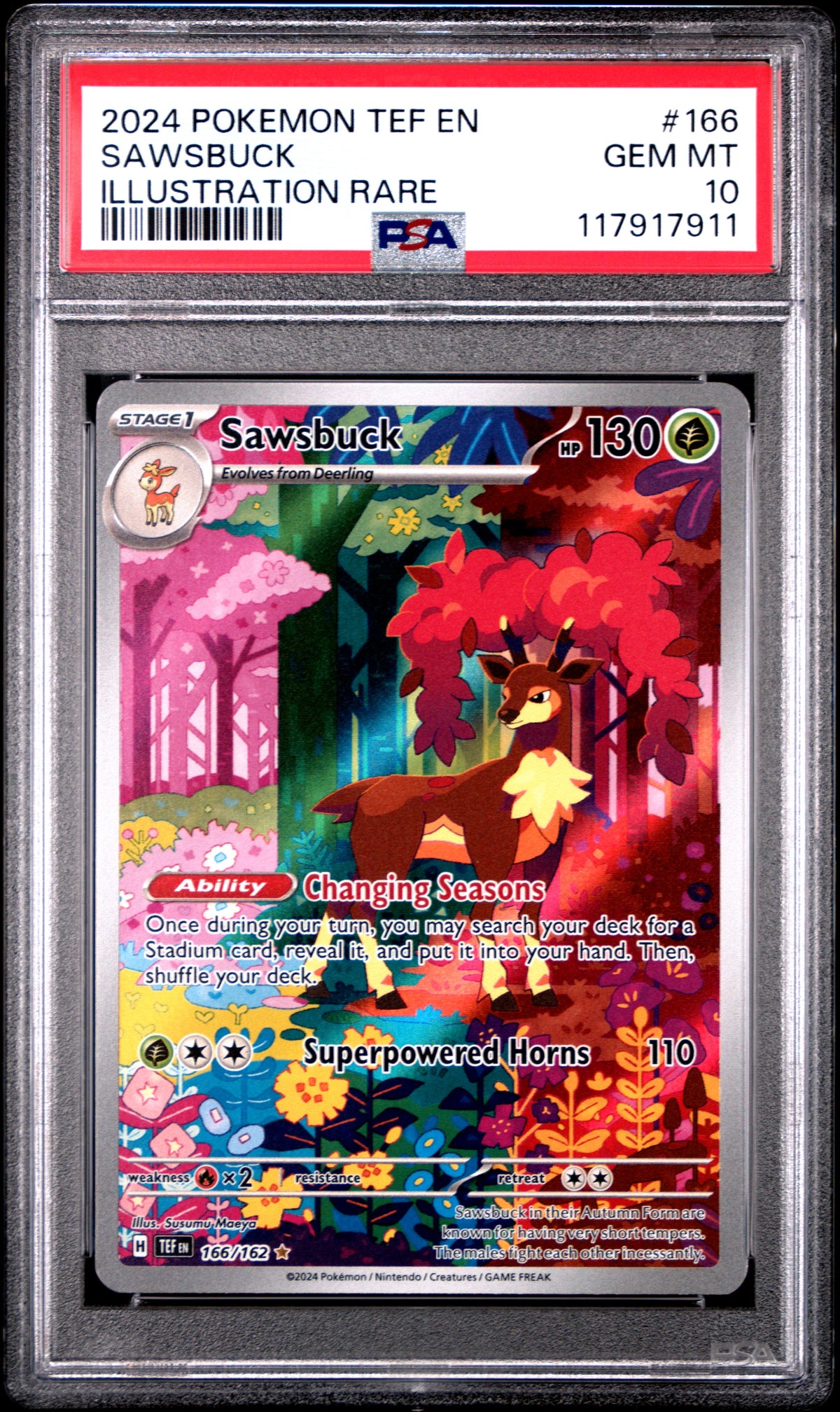 PSA 10 Sawsbuck Illustration Rare #166 TEF EN 2024