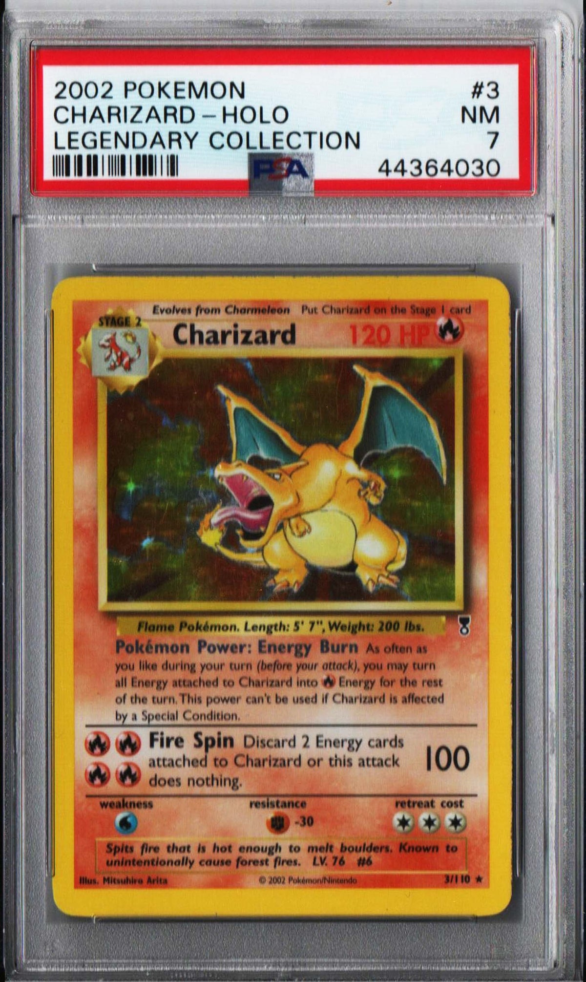 PSA 7 Charizard Holo #3 Legendary Collection 2002