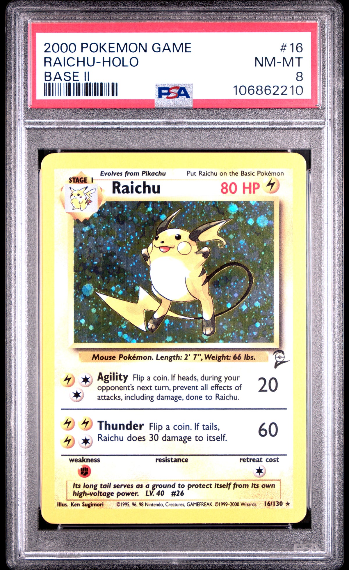 PSA 8 Raichu Holo #16 Base Set 2 EN 2000