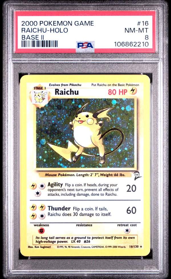 PSA 8 Raichu Holo #16 Base Set 2 EN 2000
