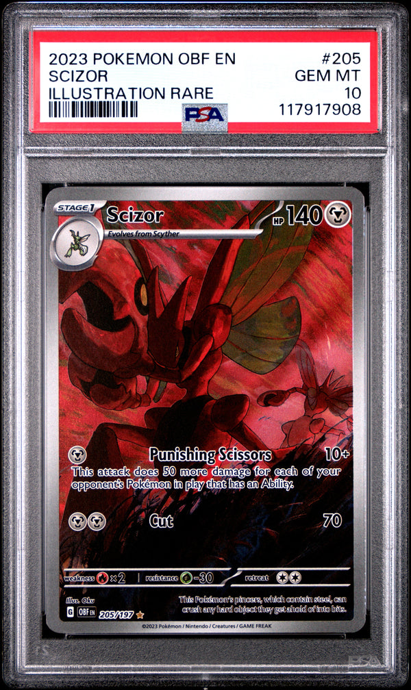 PSA 10 Scizor Illustration Rare #205 OBF EN 2023