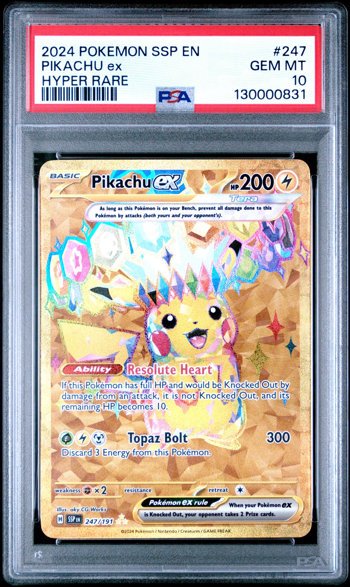PSA 10 Pikachu ex Hyper Rare #247 SSP EN 2024
