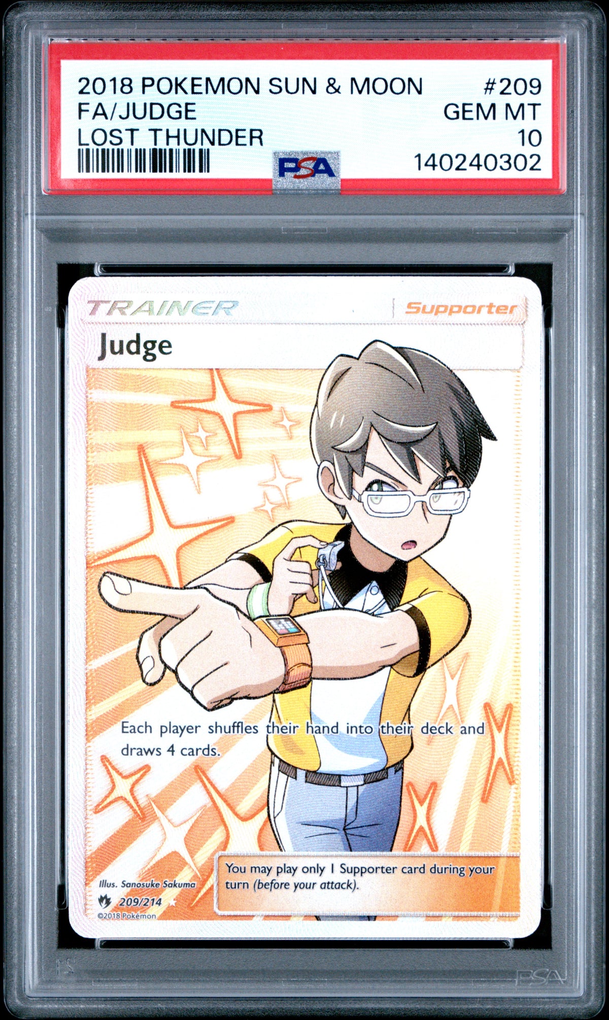 PSA 10 Judge Full Art #209 Lost Thunder EN 2018