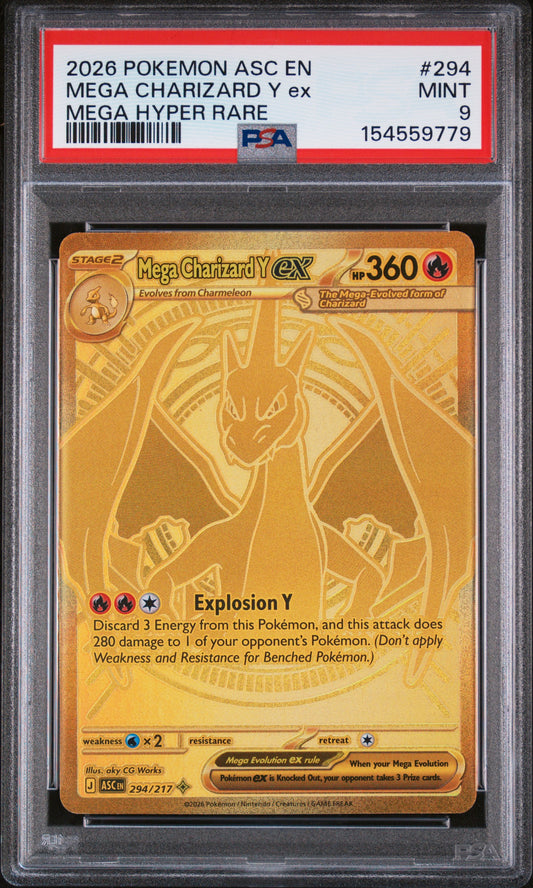 2026 Pokemon ASC EN Mega Charizard Y ex Mega Hyper Rare #294 PSA 9