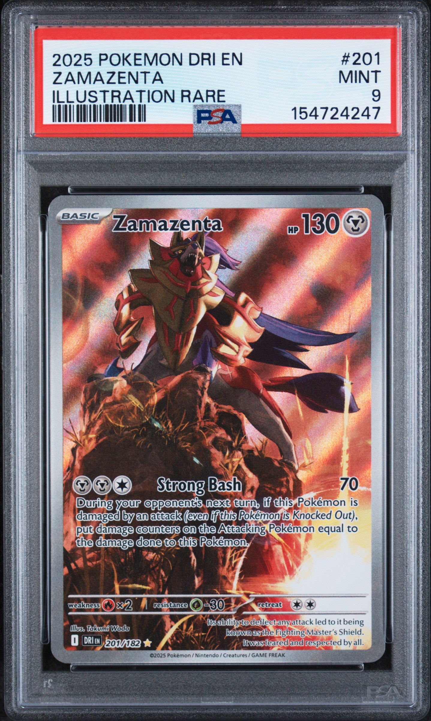 PSA 9 Zamazenta Illustration Rare #201 DRI EN 2025