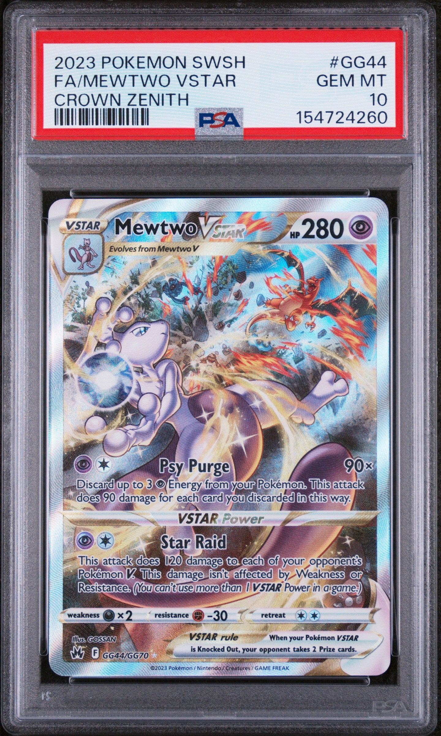PSA 10 Mewtwo VSTAR FA #GG44 Crown Zenith 2023