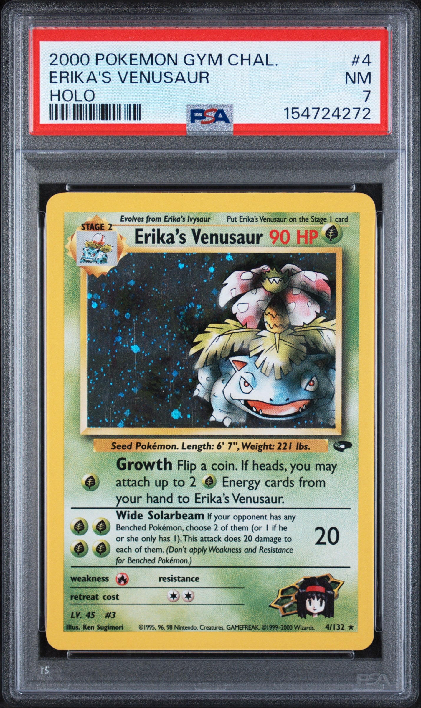 PSA 7 Erika's Venusaur Holo #4 Gym Challenge 2000