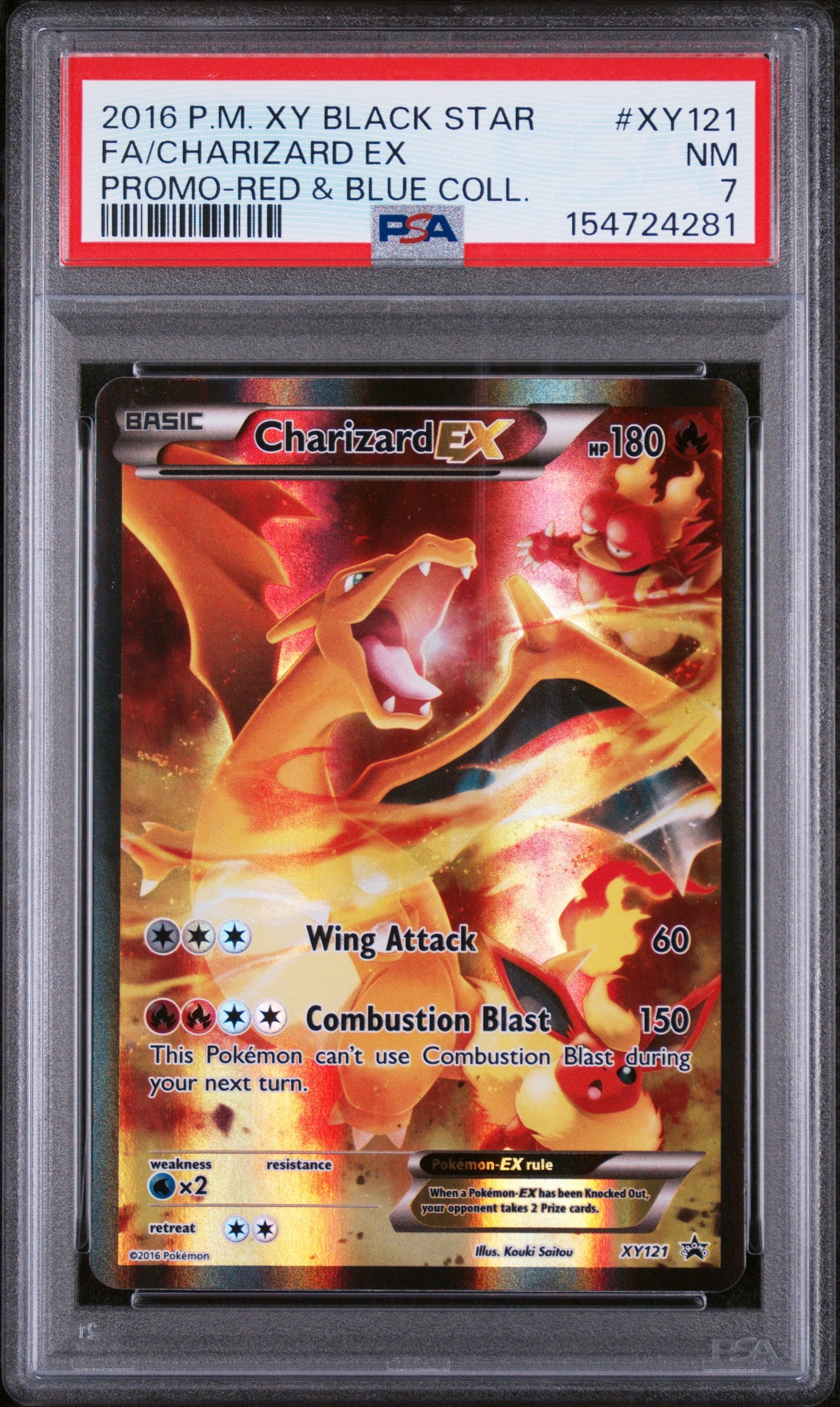 PSA 7 Charizard EX FA #XY121 XY Black Star Promo 2016