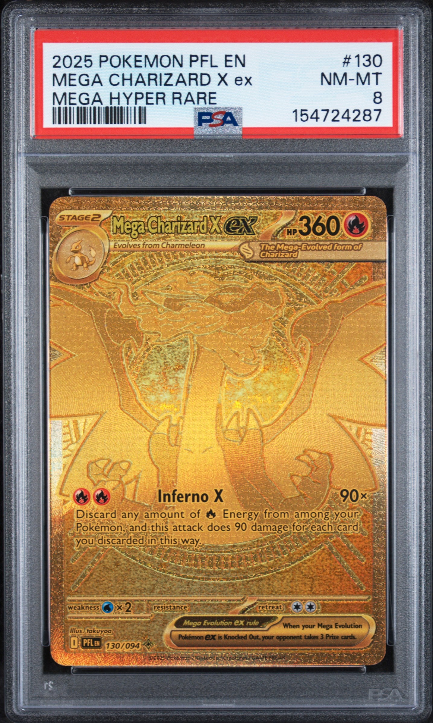 PSA 8 Mega Charizard X ex Mega Hyper Rare #130 PFL EN 2025