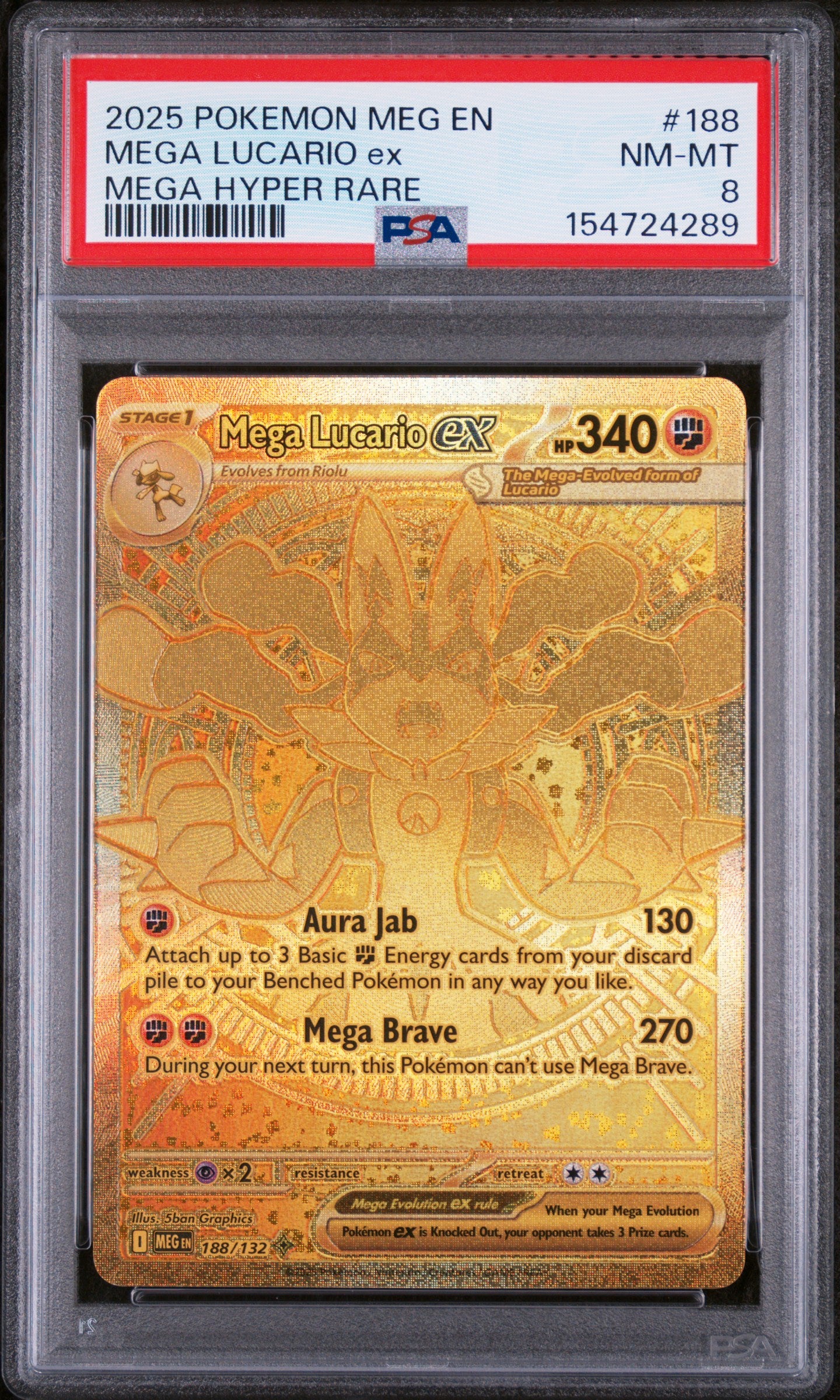 PSA 8 Mega Lucario ex Mega Hyper Rare #188 MEG EN 2025