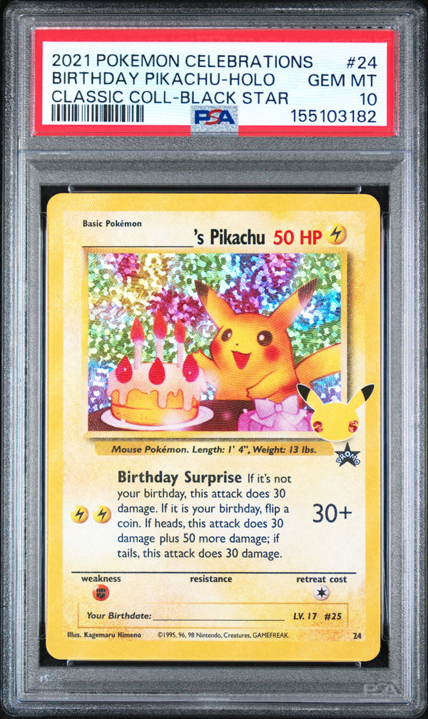 PSA 10 Birthday Pikachu Holo #24 Celebrations Classic Collection Black Star Promo 2021