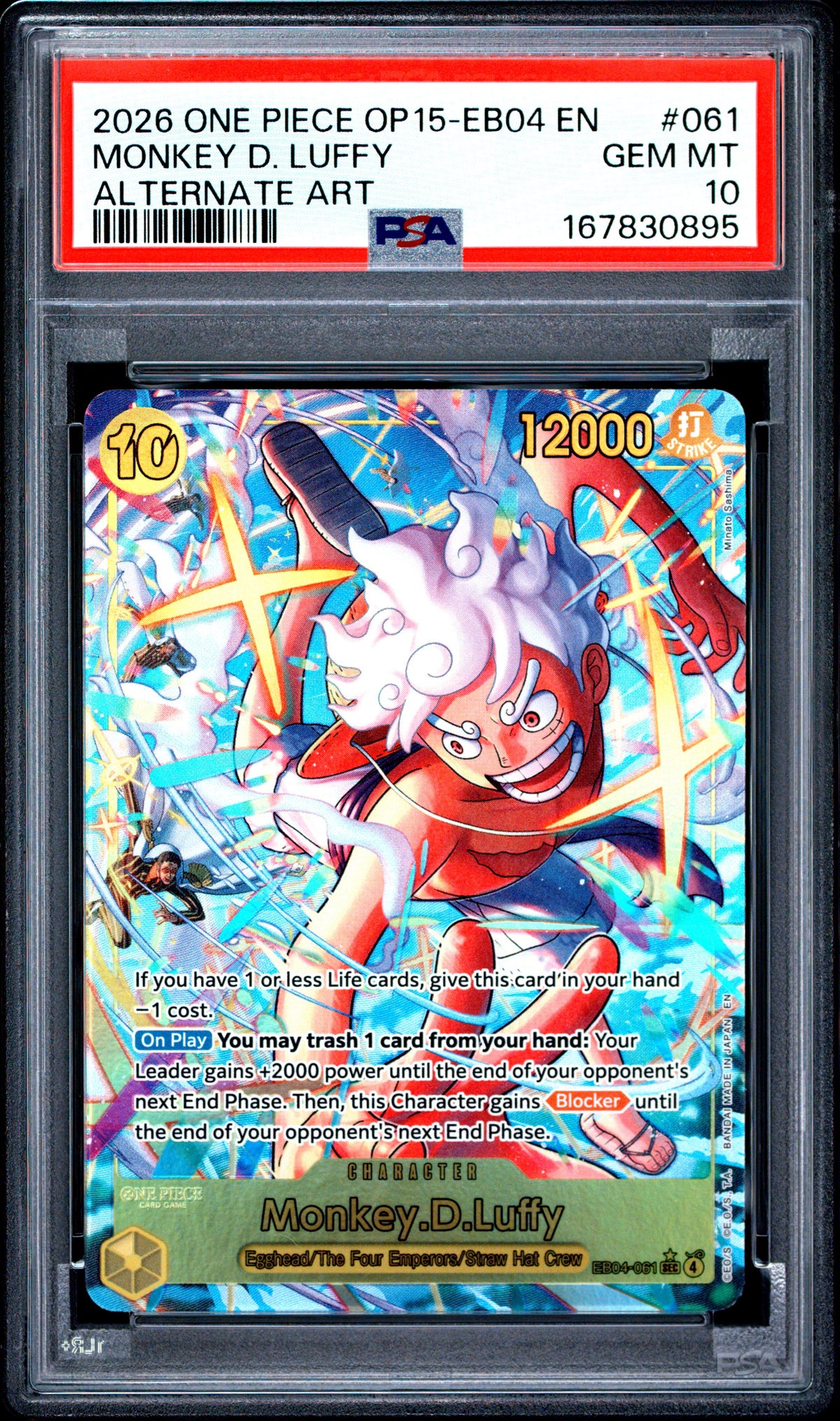 PSA 10 Monkey D. Luffy Alternate Art #061 OP15-EB04 EN 2026