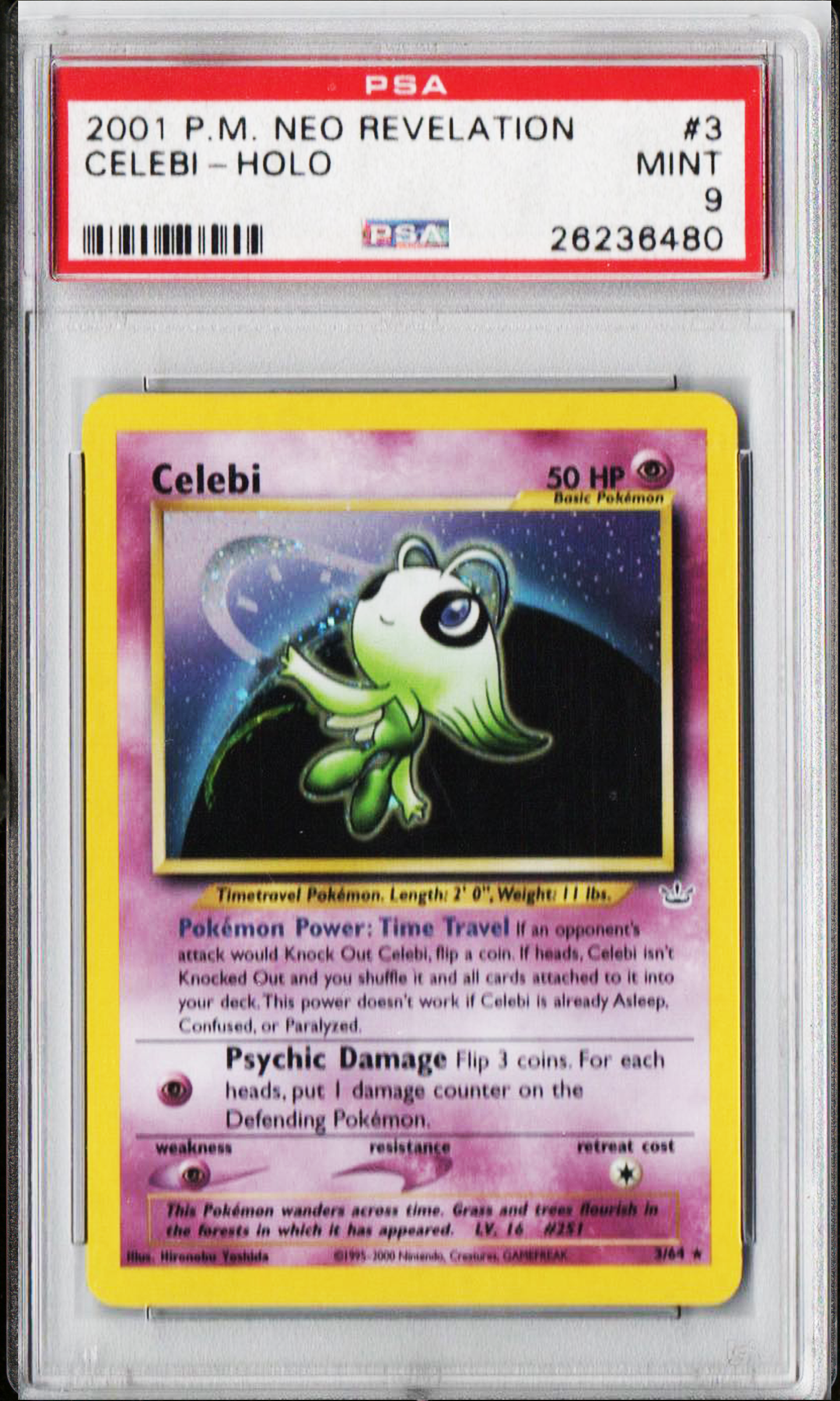 PSA 9 Celebi Holo #3 Neo Revelation 2001