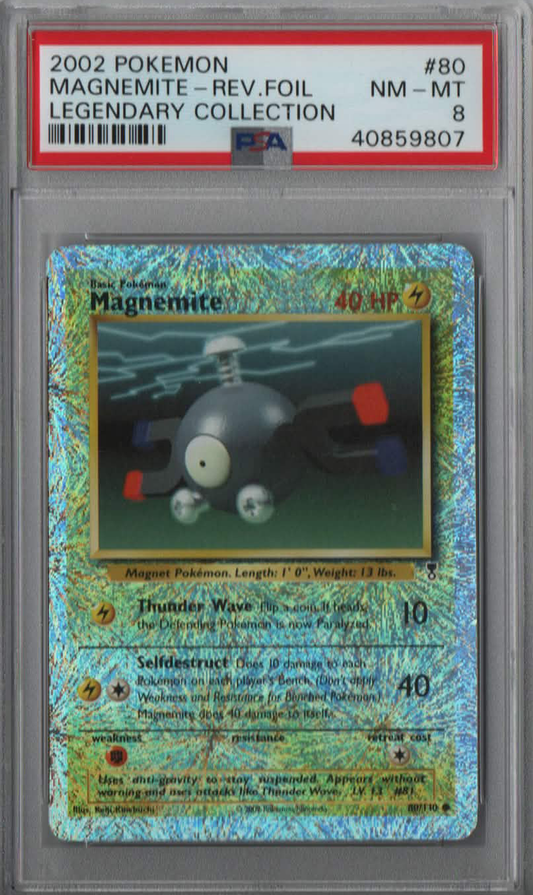 PSA 8 Magnemite Rev.Foil #80 Legendary Collection 2002