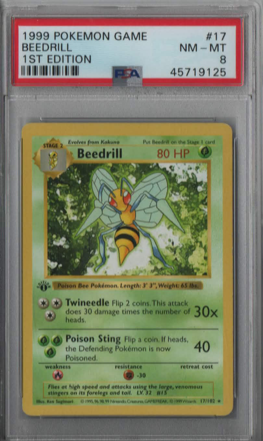 PSA 8 Beedrill 1st Edition #17 Game 1999