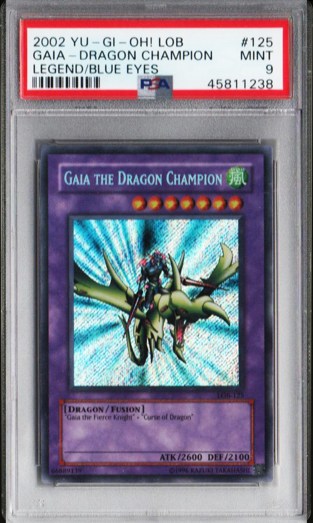 PSA 9 Gaia the Dragon Champion #125 LOB EN 2002
