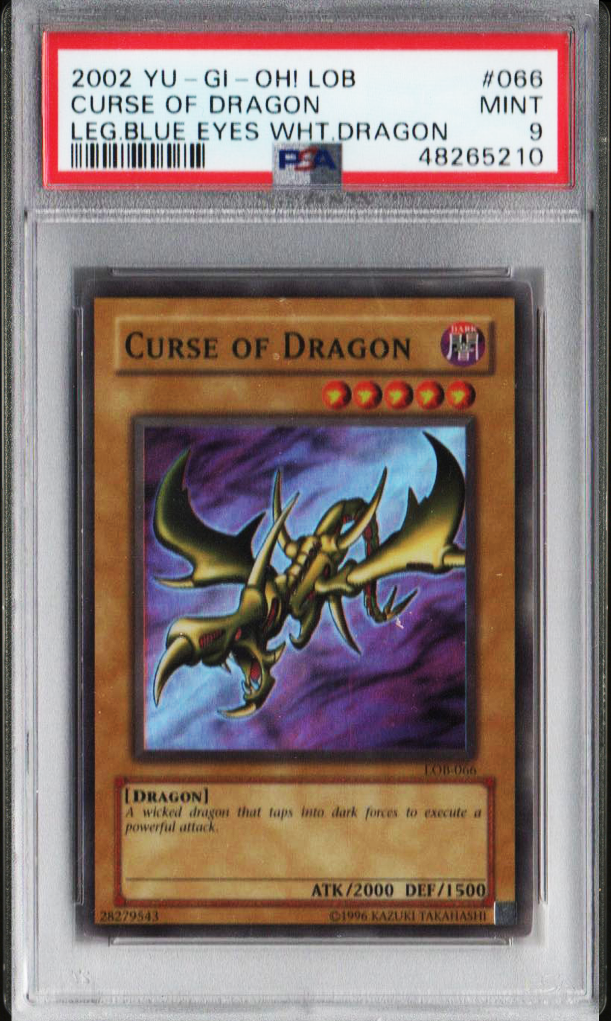 PSA 9 Curse of Dragon #066 LOB EN 2002