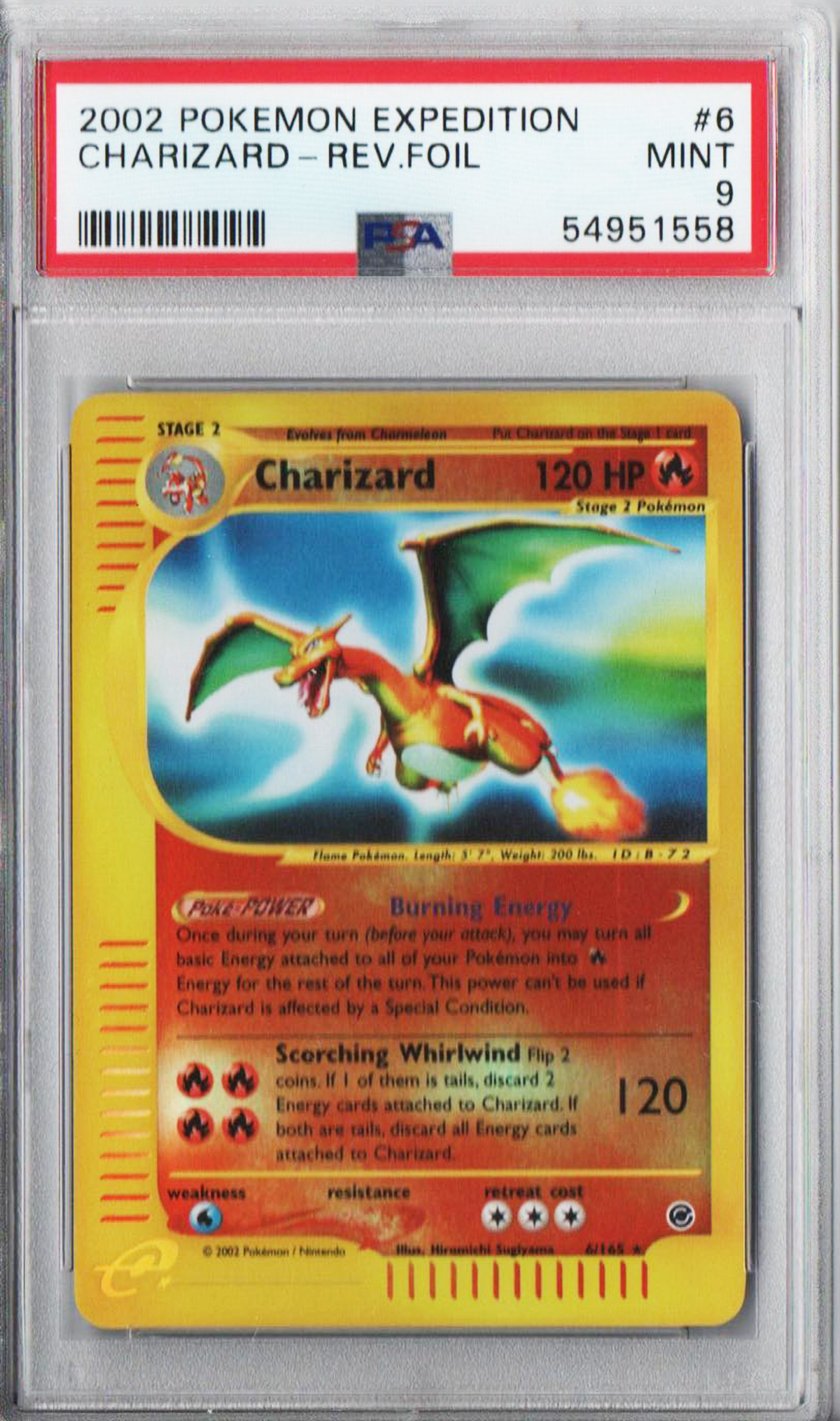 PSA 9 Charizard Reverse Foil #6 Expedition 2002