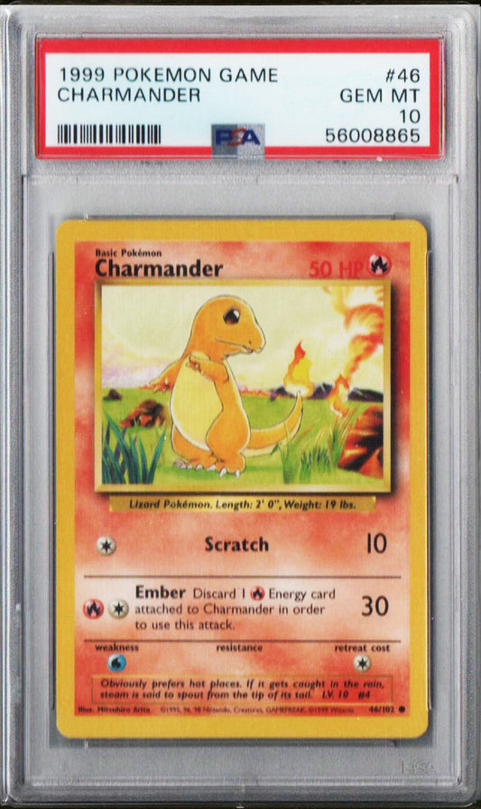 PSA 10 Charmander #46 Base Set 1999