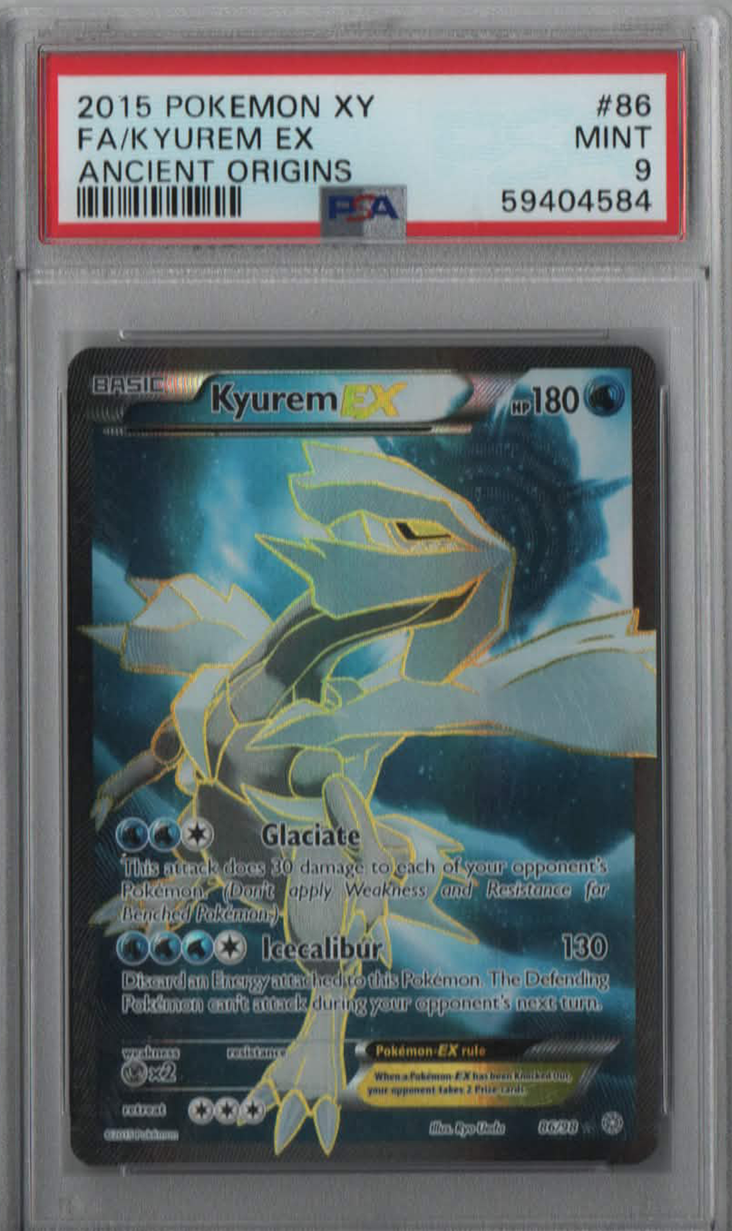 PSA 9 Kyurem EX FA #86 Ancient Origins 2015
