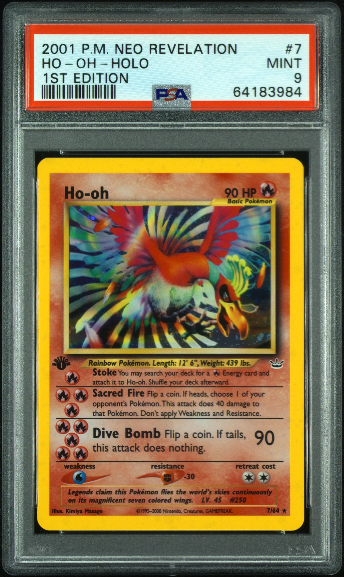 PSA 9 Ho-Oh Holo 1st Edition #7 Neo Revelation EN 2001