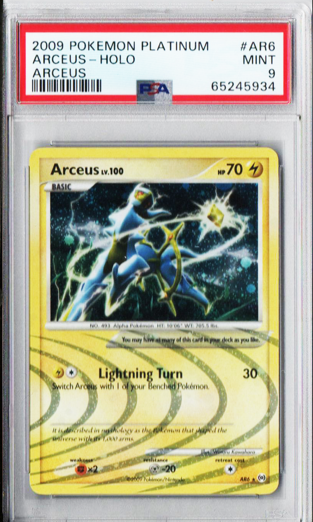 PSA 9 Arceus Holo #AR6 Platinum Arceus 2009